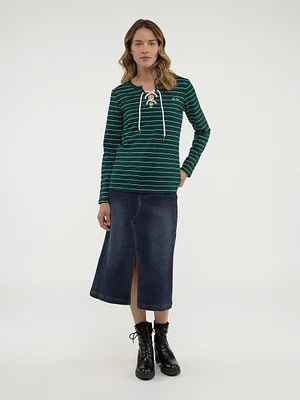 Long-sleeve semi-fitted t-shirt