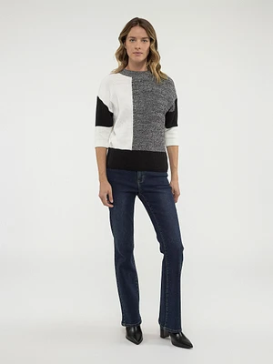 3/4-sleeve loose pullover sweater