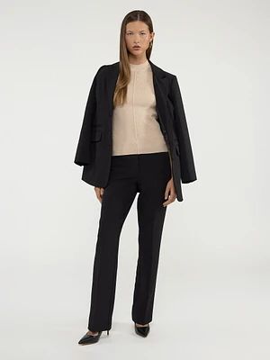 3/4-sleeve fitted pullover sweater