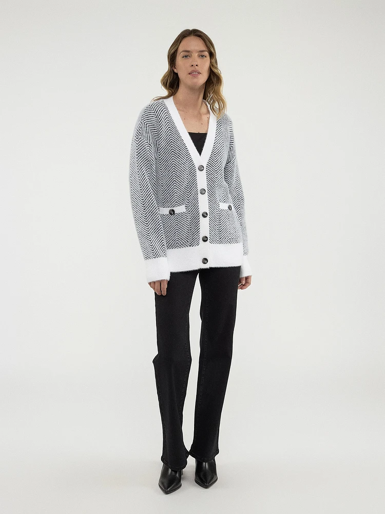 Cardigan en tricot ample à manches longues