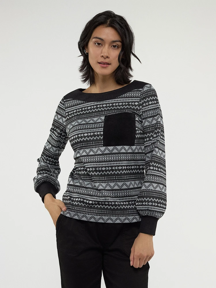 Long-sleeve semi-fitted t-shirt