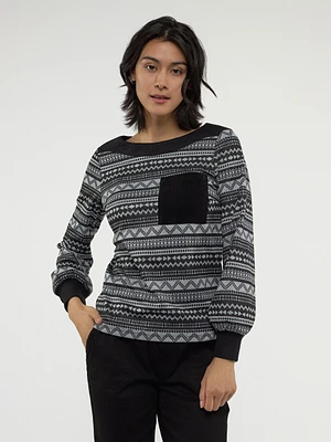 Long-sleeve semi-fitted t-shirt