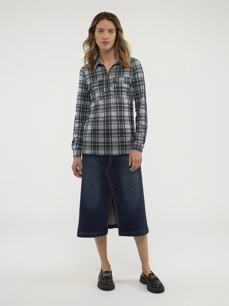 Long-sleeve semi-fitted blouse
