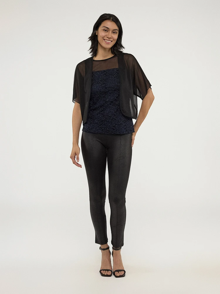 Long-sleeve knit fitted crop vest