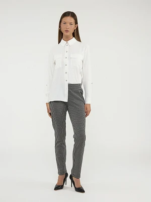 Long-sleeve semi-fitted blouse with buttons