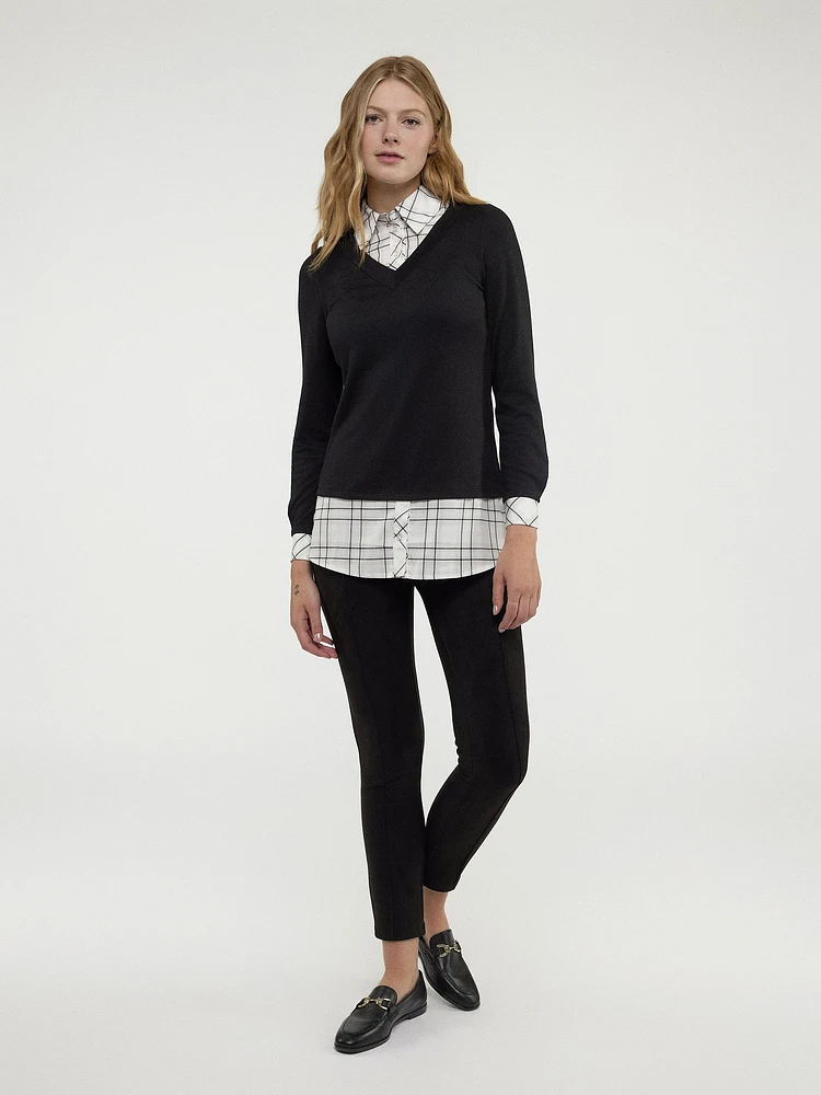 Long-sleeve semi-fitted t-shirt