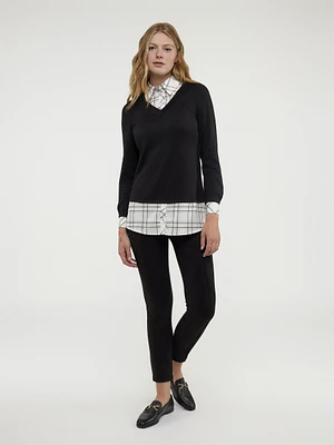 Long-sleeve semi-fitted t-shirt