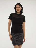 Short-sleeve fitted pullover sweater