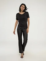 Short-sleeve semi-fitted pullover sweater