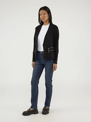 Long-sleeve knit semi-fitted vest
