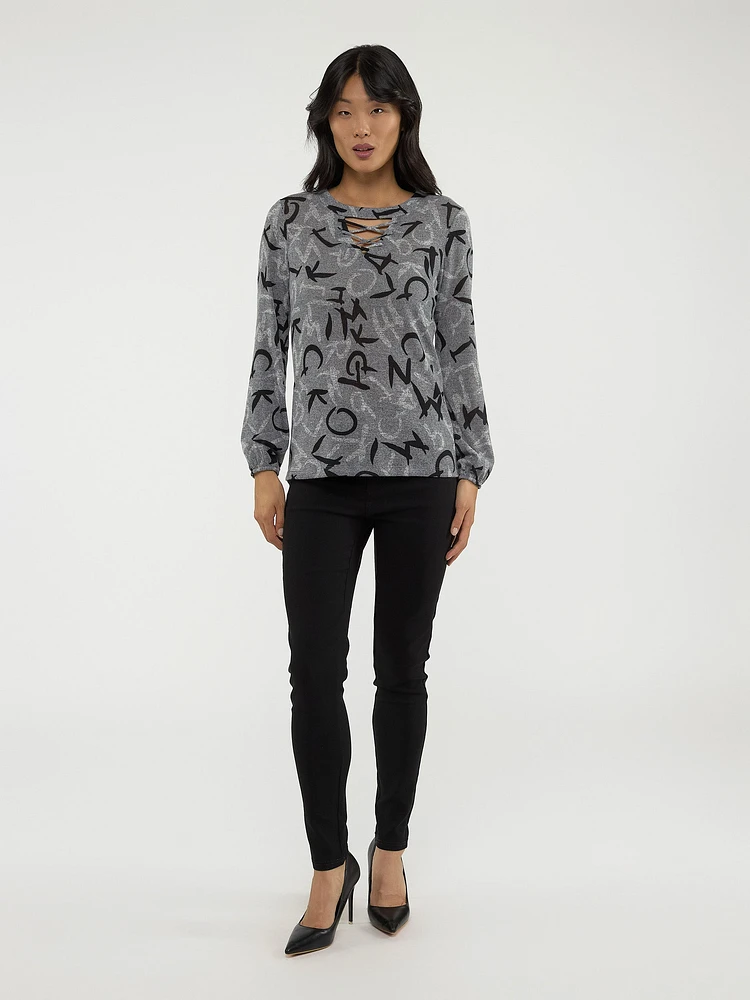 Long-sleeve semi-fitted t-shirt