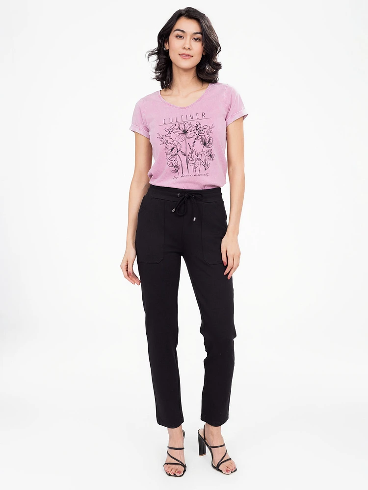 High waisted pull-on pant