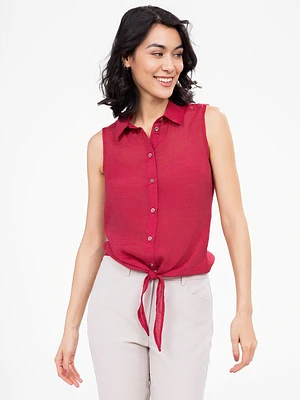 Blouse sans manches semi-ajustée avec boutons
