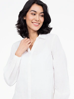 Long-sleeve semi-fitted blouse with buttons