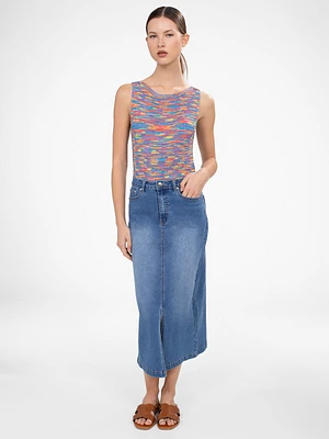 Straight denim long skirt