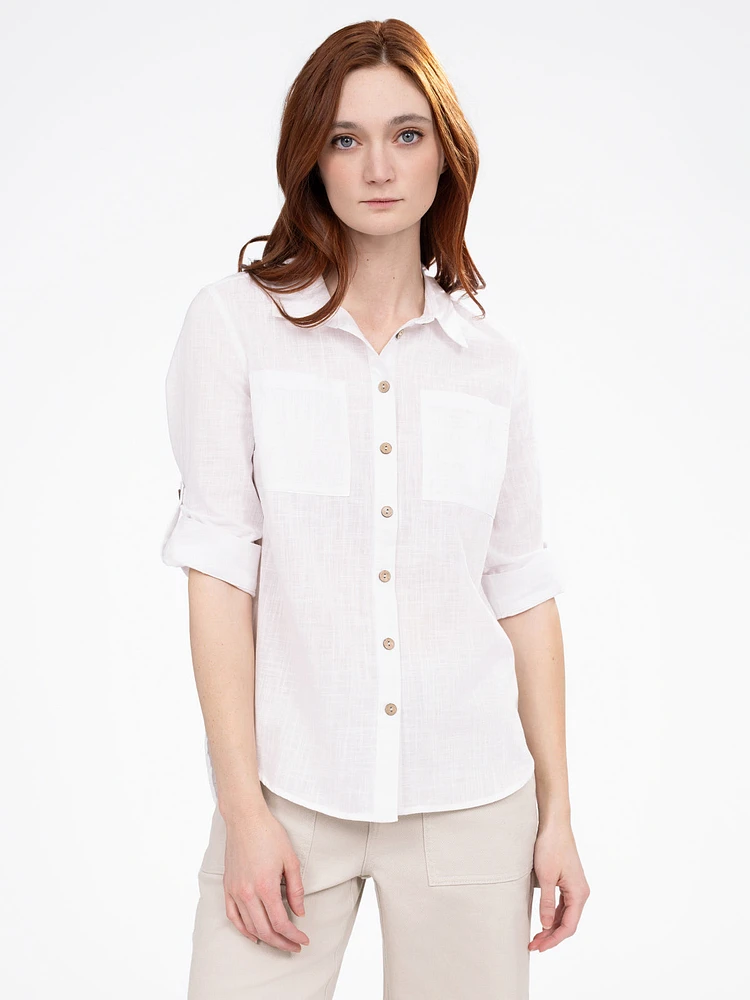 Blouse ample à manches longues avec boutons
