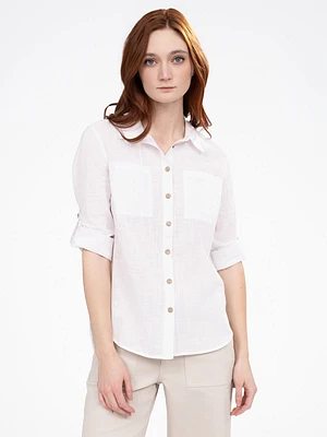 Blouse ample à manches longues avec boutons