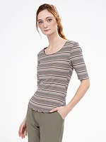 3/4-sleeve semi-fitted t-shirt