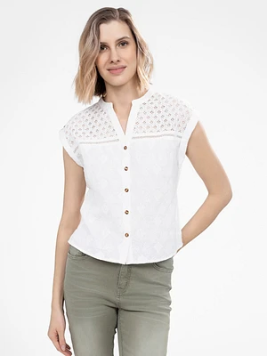 Blouse sans manches semi-ajustée avec boutons