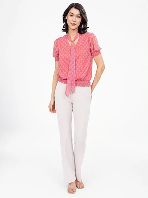 Blouse semi-ajustée à manches courtes avec boutons