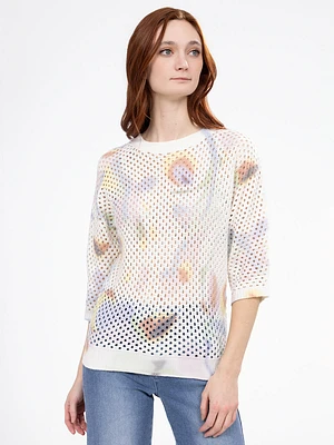 3/4-sleeve loose pullover sweater