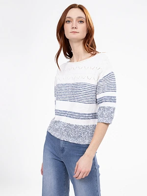 3/4-sleeve loose pullover sweater