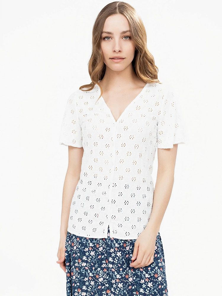Blouse à manches courtes avec boutons