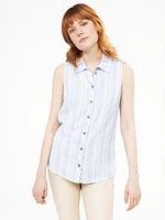 Blouse sans manches semi-ajustée avec boutons