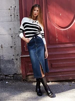 Straight denim long skirt