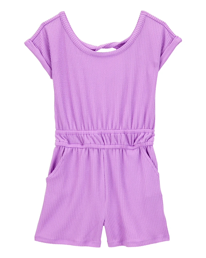 Kid Ribbed Textured Romper - Purple