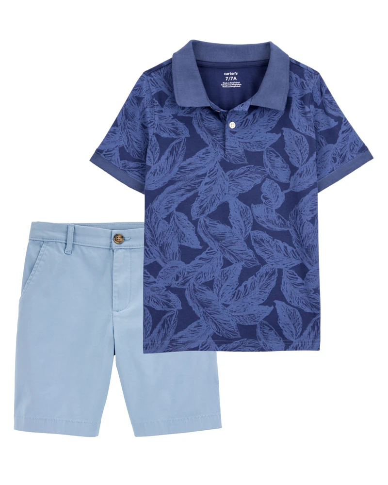 Kid 2-Piece Polo & Chino Shorts Outfit Set