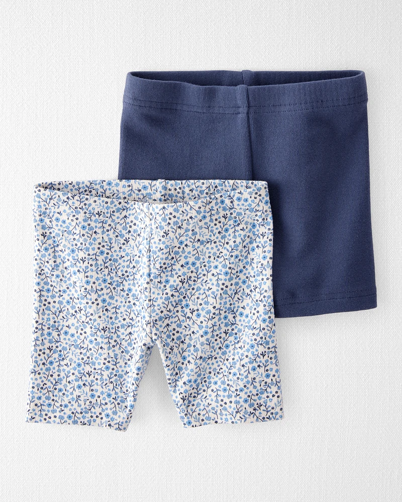 Toddler 2-Pack Organic Cotton Ribbed Pedal Shorts