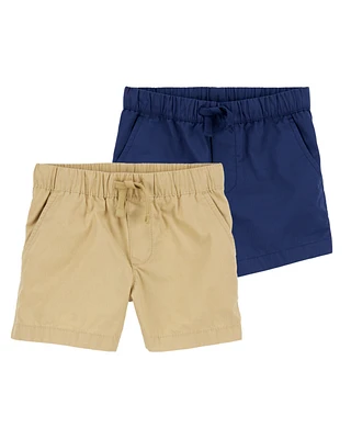 Baby 2-Pack Pull-On Poplin Shorts