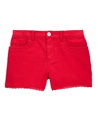 Kid Iconic Eyelet Shorts - Red