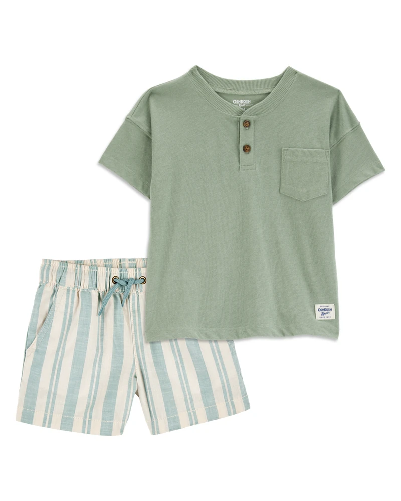 Toddler 2-Piece Pocket Henley Tee & Bermuda Shorts Set