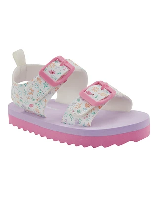 Toddler Casual Floral Sandals - Pink/White