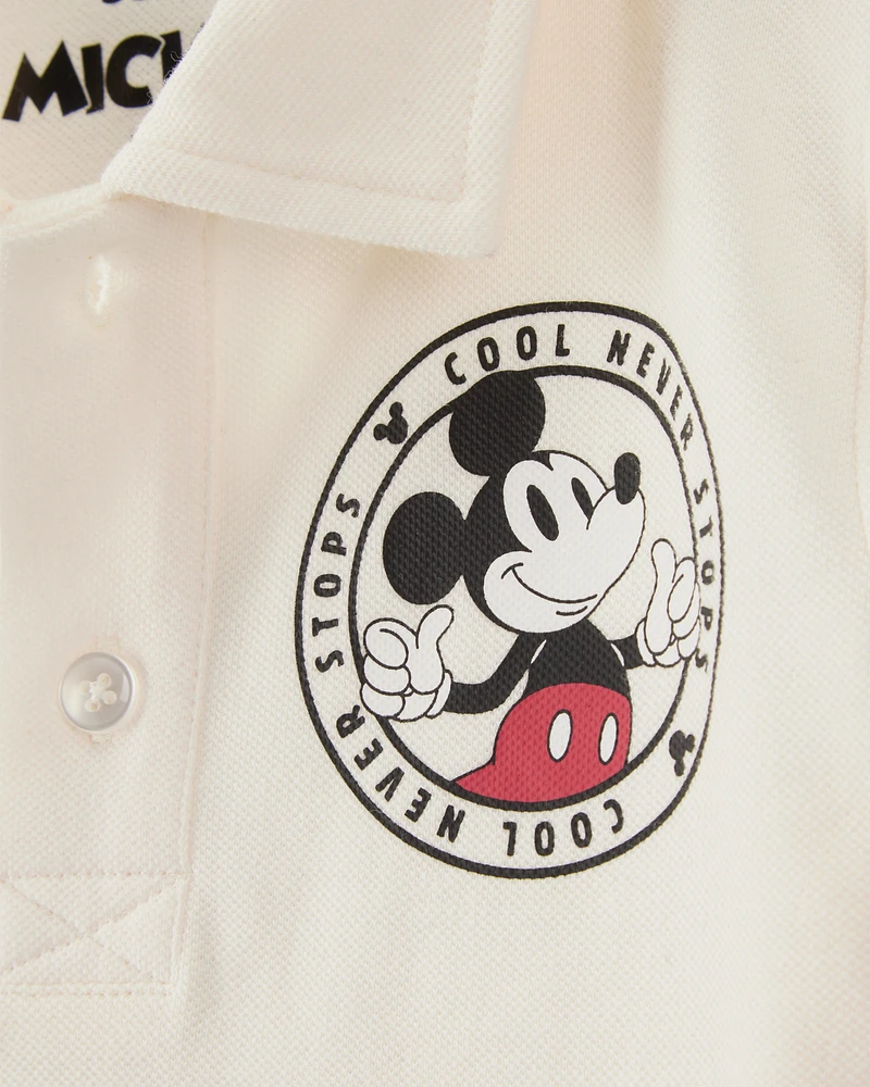 Baby 2-Piece Mickey Mouse Polo Shirt & Short Set - Red/Heather