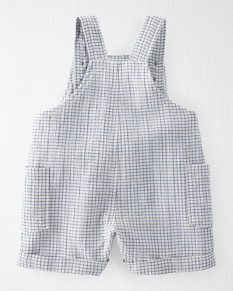 Baby Organic Cotton Checkered-Print Shortalls