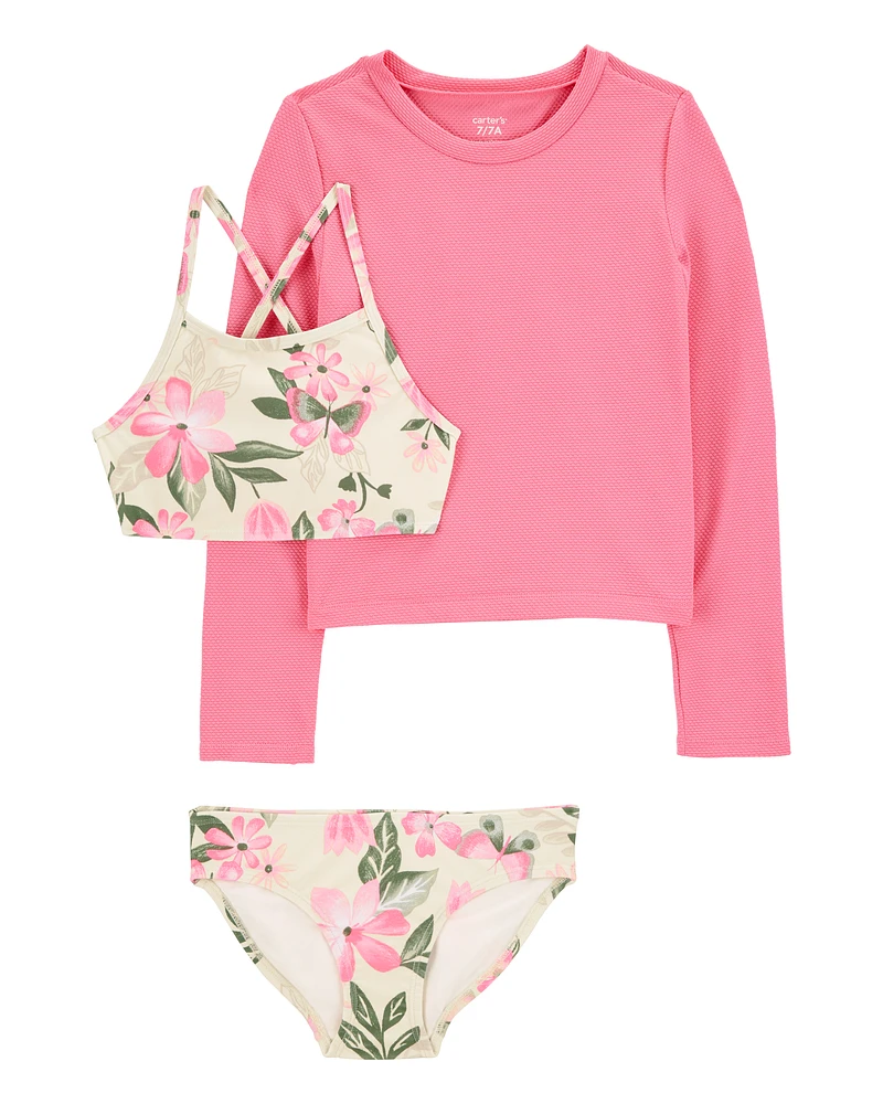 Kid 3-Piece Floral Rashguard Set