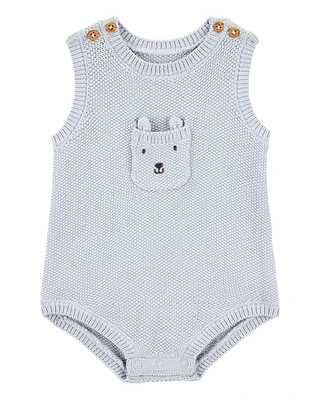 Baby Solid Cotton Romper - Blue