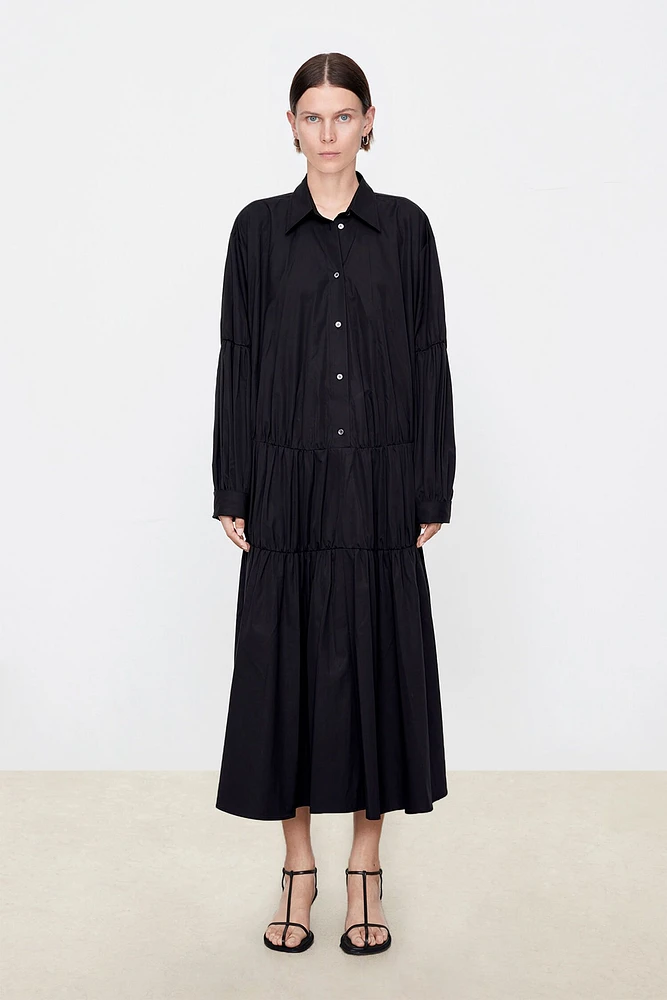 SUPIMA Cotton High-Density Pleated Oversized Shirt Dress
