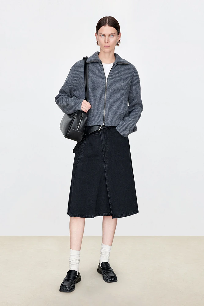 Italian Denim Asymmetric Placket Skirt