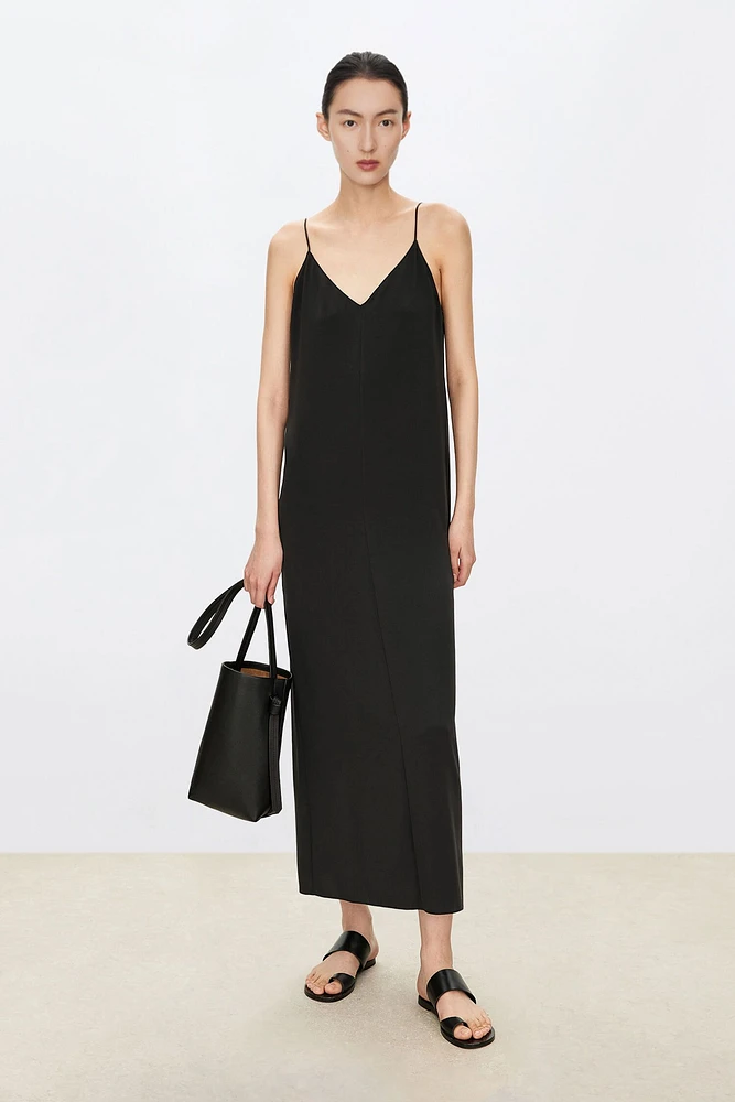 Heavy Crepe Silk V-Neck Slip Dress