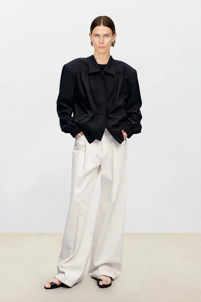 80's-Inspired Fine Wool Oversized Jacket