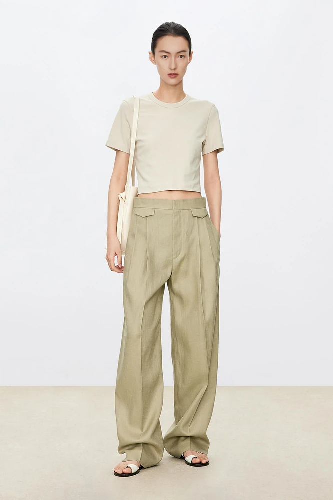 All-linen Pocket Flap Trousers