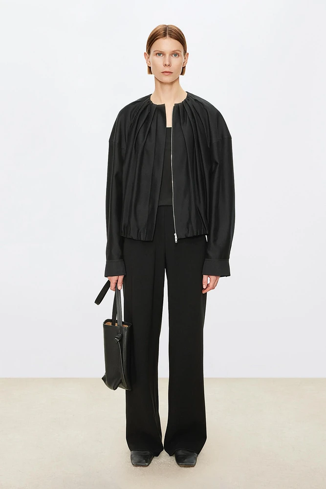 Anti-Wrinkle Fiber Straight-Leg Long Trousers