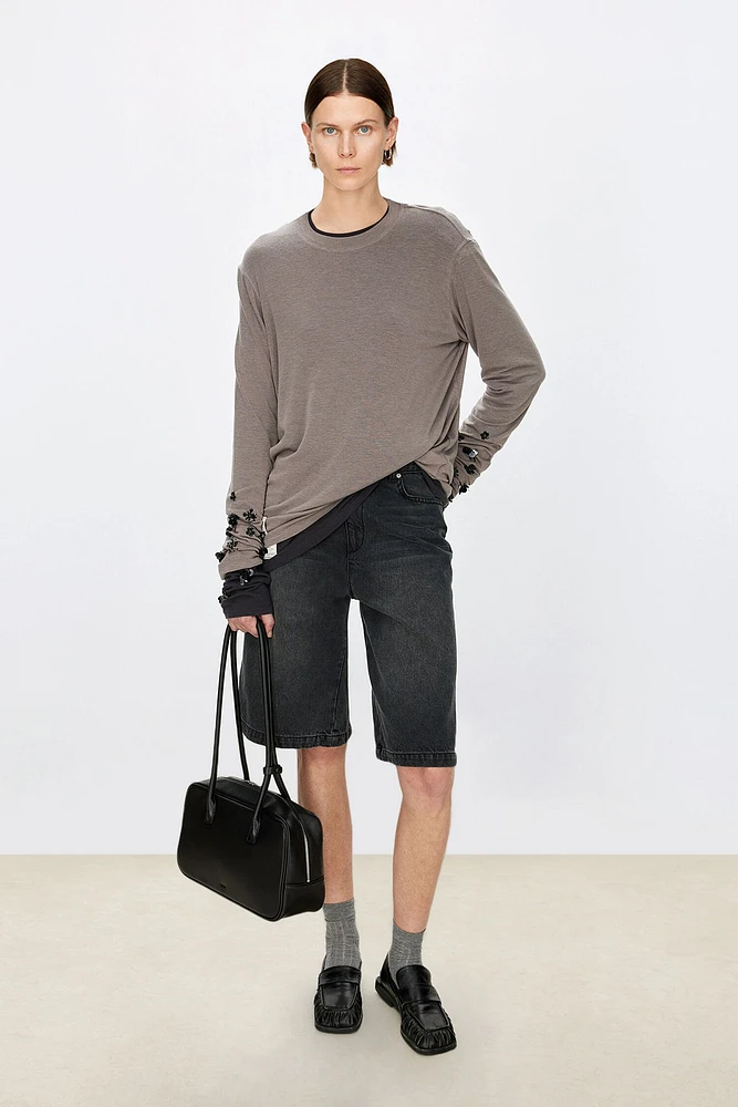 Artisan Japanese Silk-Cashmere Beaded T-Shirt