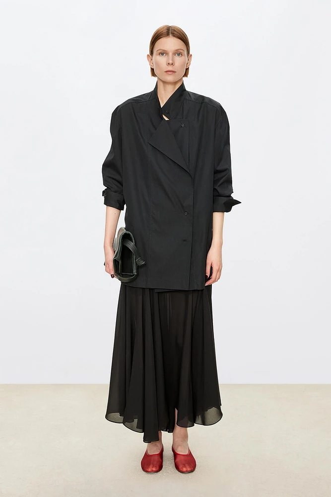 Asymmetrical Double-Layered Collar Shirt