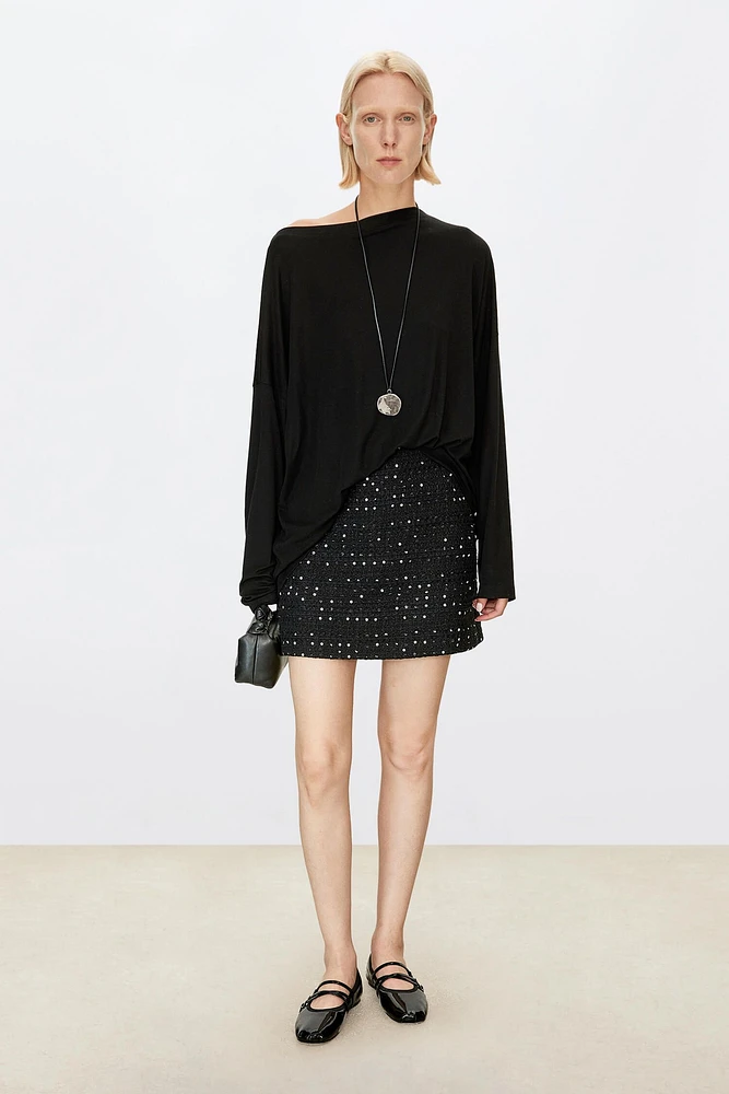 Blended Tweed Mini Skirt
