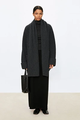 Cashmere Chunky Scarf Collar Cardigan